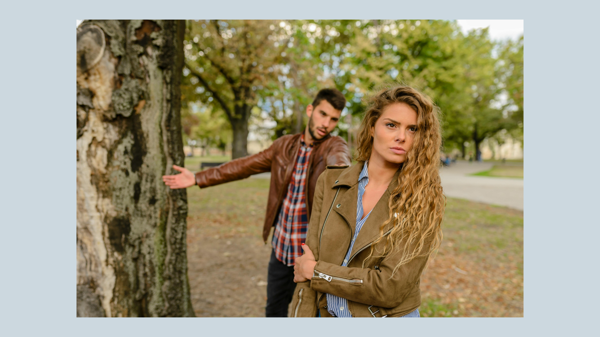 Couple arguing in park